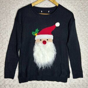 Santa Clause Textured "Ugly" Cute Christmas Knit Sweater Unisex/Women's Size Med
